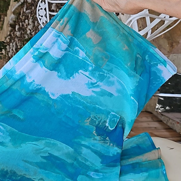 ALFANI Size M/L art abstract aqua polyester decorated blouse & camisole set - Picture 8 of 10